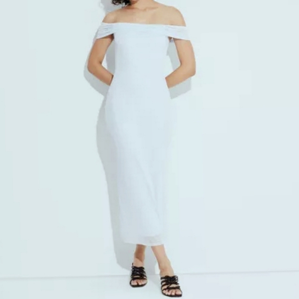 Women's Off Shoulder Light Blue Bodycon Midi Dress XXL Wild Fable
